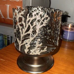 Bath and Body Works Silver Glitter Branches 3wick holder
